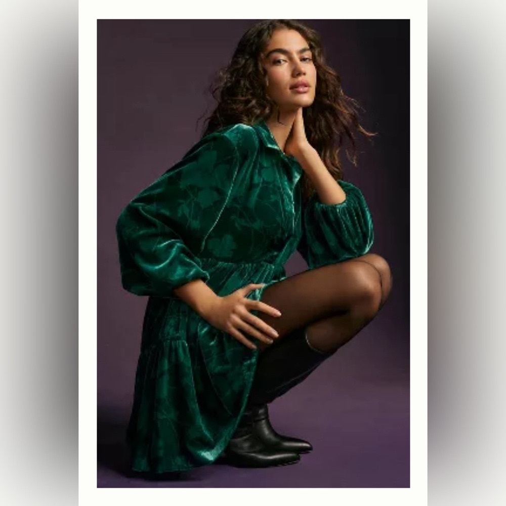 Maeve by Anthropologie green velvet dress, size large, NWT